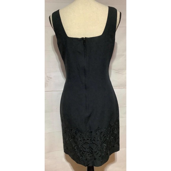 THE LIMITED Sz 4 linen rayon blend square neckline embroidered hem classic dress - Picture 3 of 9